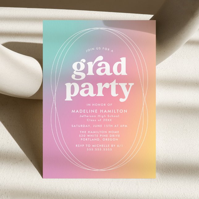 Studentfesten Modern Pastel Rainbow Gradient Inbjudningar (Skapare uppladdad)