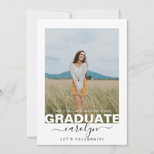 Studentfesten Modern Photo White Calligraphy Inbjudningar