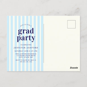 Studentfesten Modern Rand Navy Blue Photo Vykort
