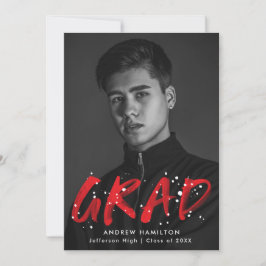 Studentfesten Modern Red Paint Splatter Photo Inbjudningar