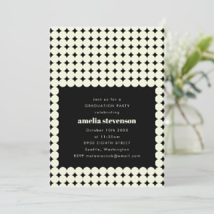 Studentfesten Modern Retro Black White Dots Inbjudningar