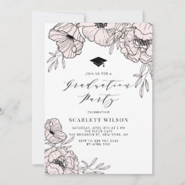 Studentfesten Modern Rosa Flowers Inbjudningar