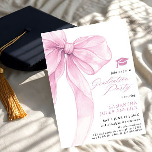 Studentfesten Modern Trendig Rosa Bow Inbjudningar
