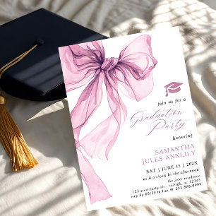 Studentfesten Modern Trendig Rosa Bow Inbjudningar