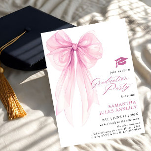 Studentfesten Modern Trendig Rosa Bow Inbjudningar