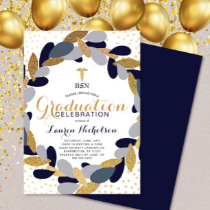 Studentfesten Navy Guld WAN Nurse Nurse Inbjudningar