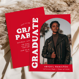 Studentfesten Offset Arch Red Photo Inbjudningar