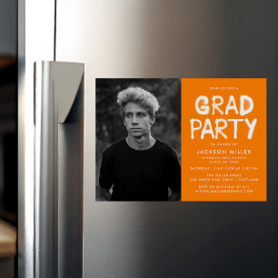 Studentfesten orange Spray Paint Photo Magnetisk Inbjudningskort