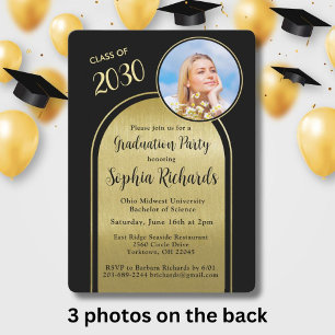 Studentfesten Photo Arch Elegant Black Guld Inbjudningar