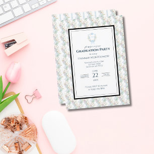 Studentfesten Preppy Southern Gingham Monogram Inbjudningar