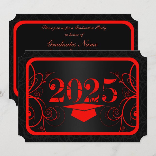 Studentfesten Red och Black Ram Inbjudningar (Fram/baksida)