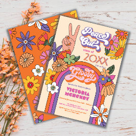 Studentfesten Retro Hippie Peace Out Inbjudningar
