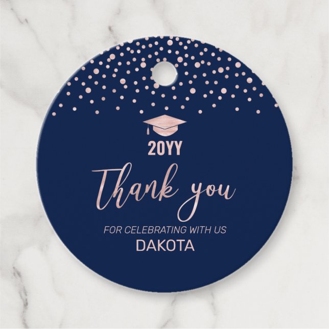 Studentfesten ro guld Confetti Tack Gåvor Etiketter (Framsida)