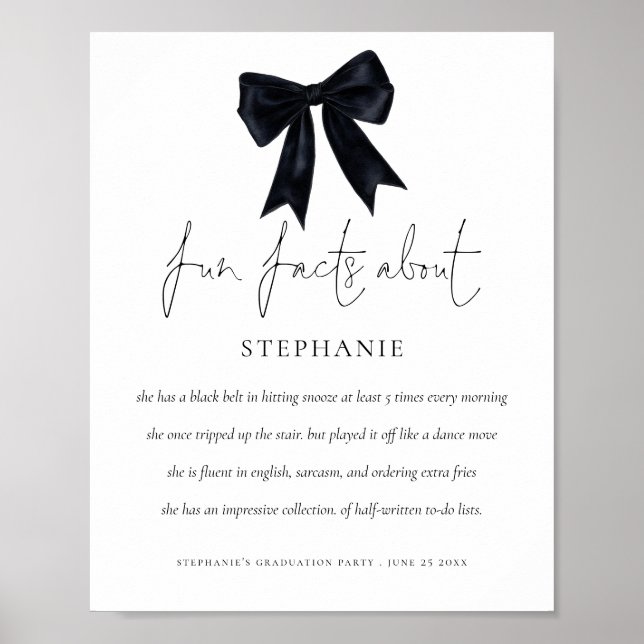Studentfesten roligt Facts Grad Black Coquette Bow Poster (Framsidan)