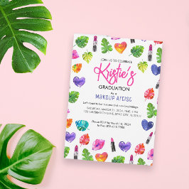 Studentfesten roligt Vibrant Watercolor Lipsticks Inbjudningar