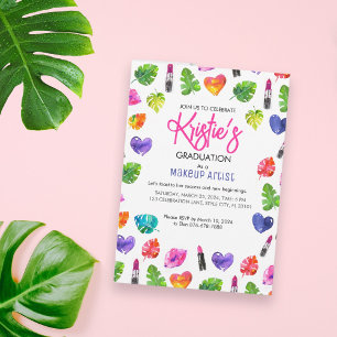 Studentfesten roligt Vibrant Watercolor Lipsticks Inbjudningar