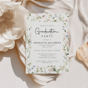 Studentfesten Rustic Elegance Wildblomma Ram Inbjudningar
