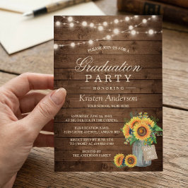 Studentfesten Rustic Sunblommor String Ljus Inbjudningar
