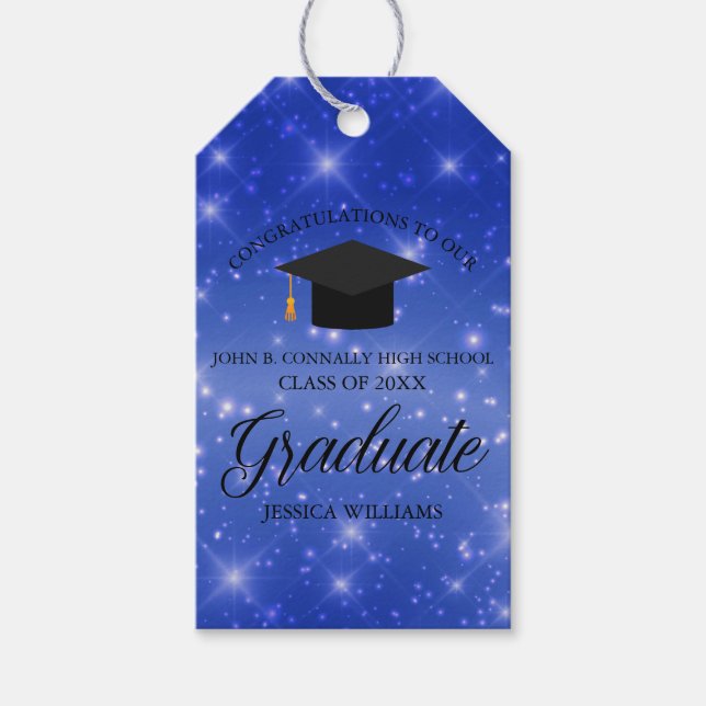 Studentfesten Student Anpassningsbar i chic Blue G Presentetikett (Framsidan)