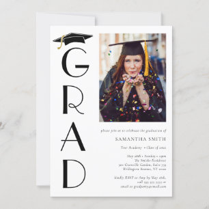 Studentfesten student Cap Modern Typography Inbjudningar