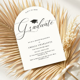 Studentfesten Svart vit i elegant Script Inbjudningar