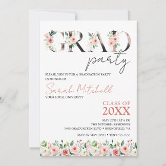 Studentfesten Svarta, Guld och Blommigt Inbjudningar