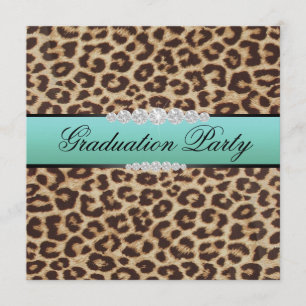 Studentfesten Teal Leopard Inbjudningar
