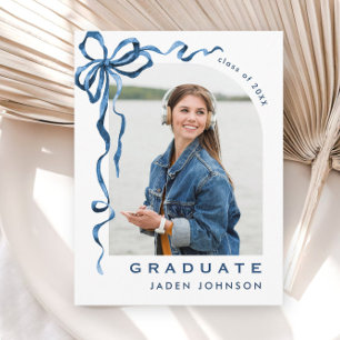Studentfesten trendig Blue Bow Ribbon PHOTO Vykort