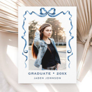 Studentfesten trendig Blue Bow Ribbon PHOTO Vykort