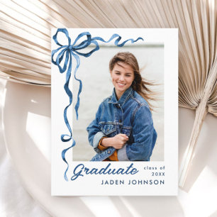 Studentfesten trendig Blue Bow Ribbon PHOTO Vykort