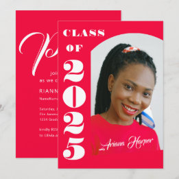 Studentfesten trendig Chic Vitskript Rosa Inbjudningar