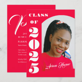 Studentfesten trendig Chic Vitskript Rosa Inbjudningar