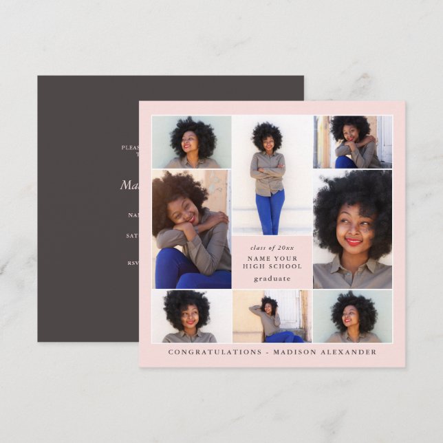 Studentfesten trendig  Photo Collage Inbjudningar (Fram/baksida)