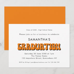Studentfesten Typografi för Orange av Retro-Vintag Inbjudningar