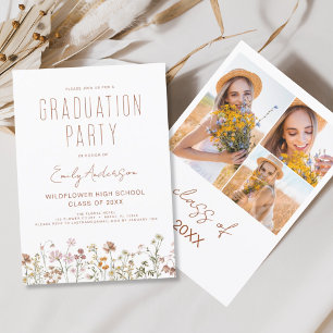 Studentfesten Wildblomma Bloom Photo Boho Inbjudningar