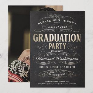 Studentfestens inbjudningar Scrollwork Gold Foil