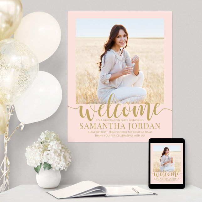 Studentfestens välkomstfoto  Rosa och Guld Poster (Skapare uppladdad)