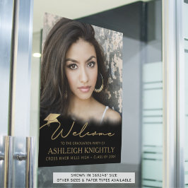 Studentfestens välkomstfotoskript i svart Guld Poster