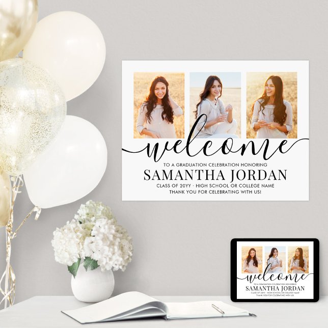 Studentfestens välkomstsida 3 Photo Collage White Poster (Skapare uppladdad)