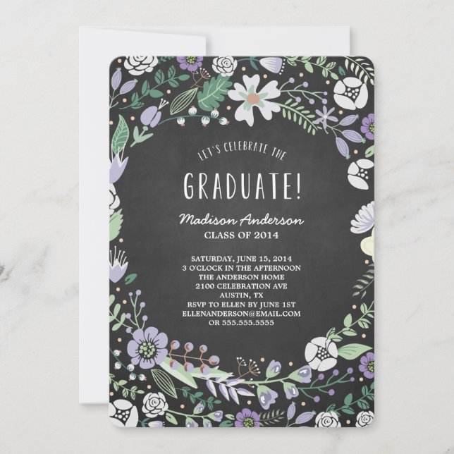 Studentfestinbjudan för blomsterträdgård | inbjudningar (Framsida)