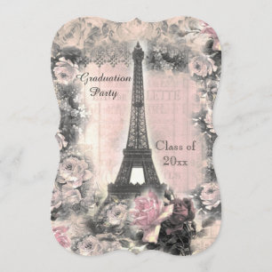 Studentfestshabby chicEiffel torn & ro Inbjudningar