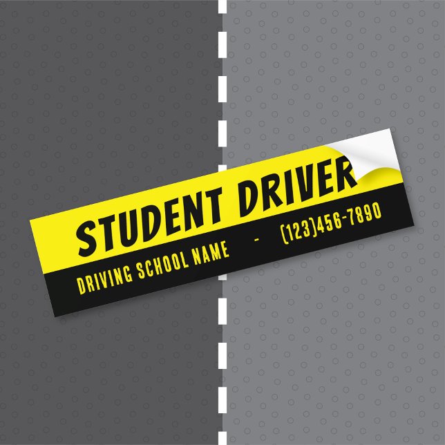 Studentförare | Körskola dekal (Student driver bumper sticker with driving school name and phone number . )