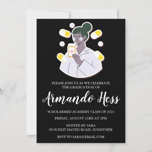 studentkort för apotek inbjudningar (Framsida)