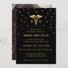 Studentkort | Guld & Black Inbjudningar