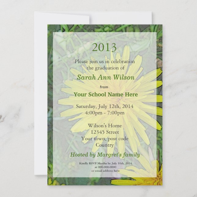 studentkort med sommardandelion inbjudningar (Framsida)