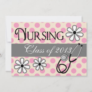 Studentkort Rosa Cream Polka dots Inbjudningar