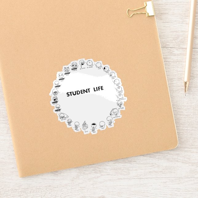 Studentliv Skräddarsydd vinyldekal Klistermärken (Anteckningsbok)