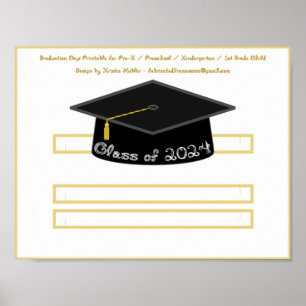 Studentmössa Black Hat Class 2024 White Font Poster