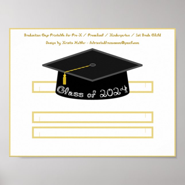 Studentmössa Black Hat Class 2024 White Font Poster (Framsidan)