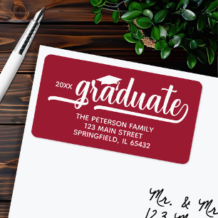 Studentmössa Chic Script Crimson Returadress Adressetikett